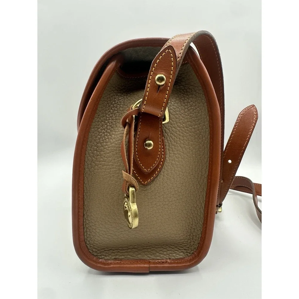 Vintage Dooney & Bourke All-Weather Leather Shoulder Bag - Tan & Brown